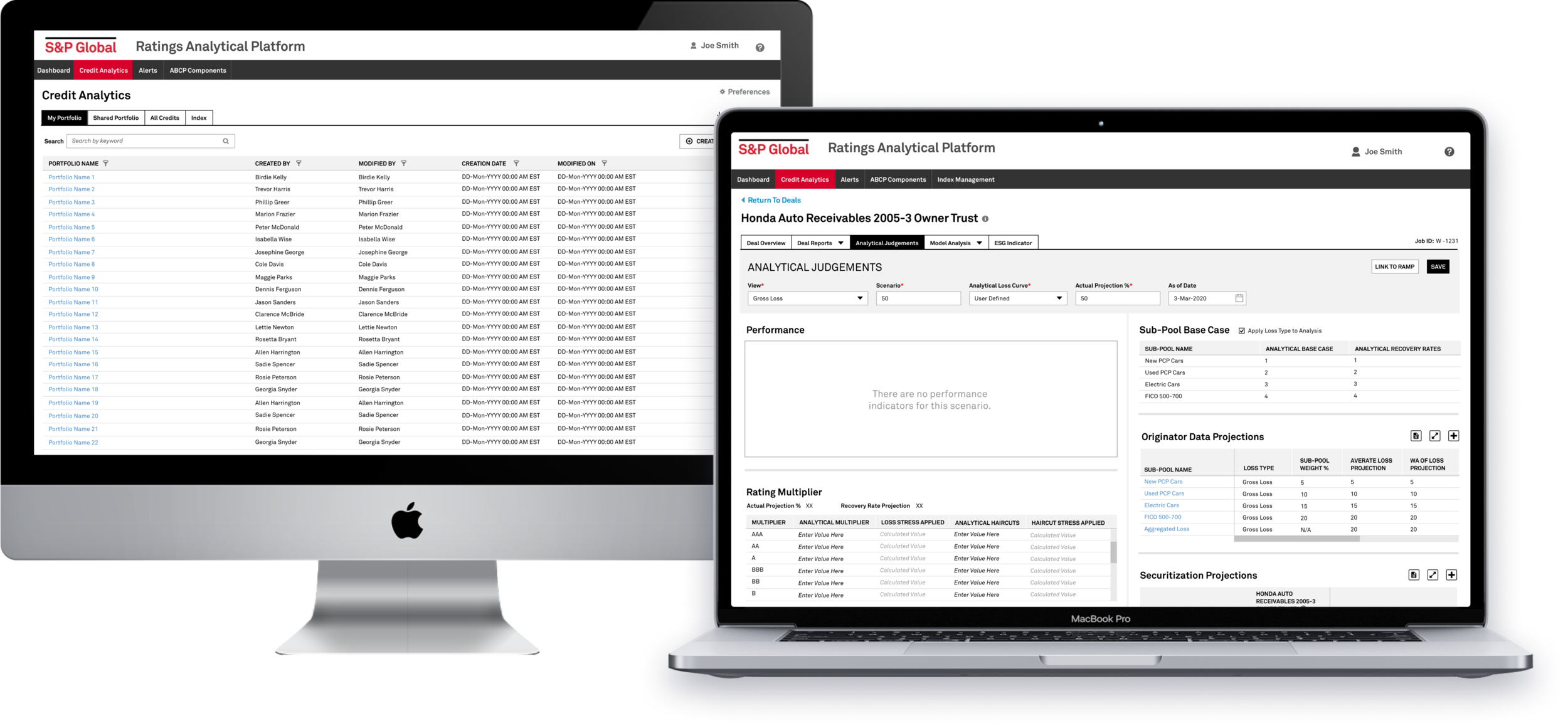 RAP main landing dashboard and analytical workflow view